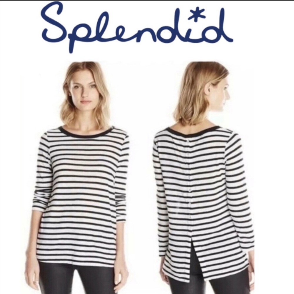 Splendid Cerine Stripes Button Down Back Top - image 1